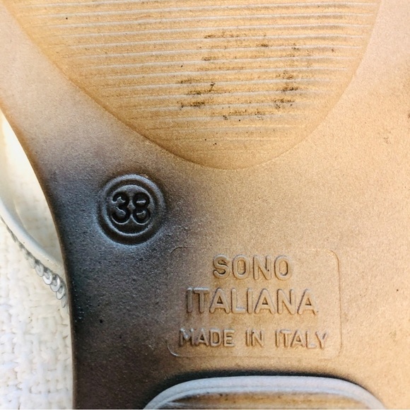 Sanabella Sandal White Silver Sequin Strap Flip Flop Italian Made size 8 US 38EU - Picture 11 of 15